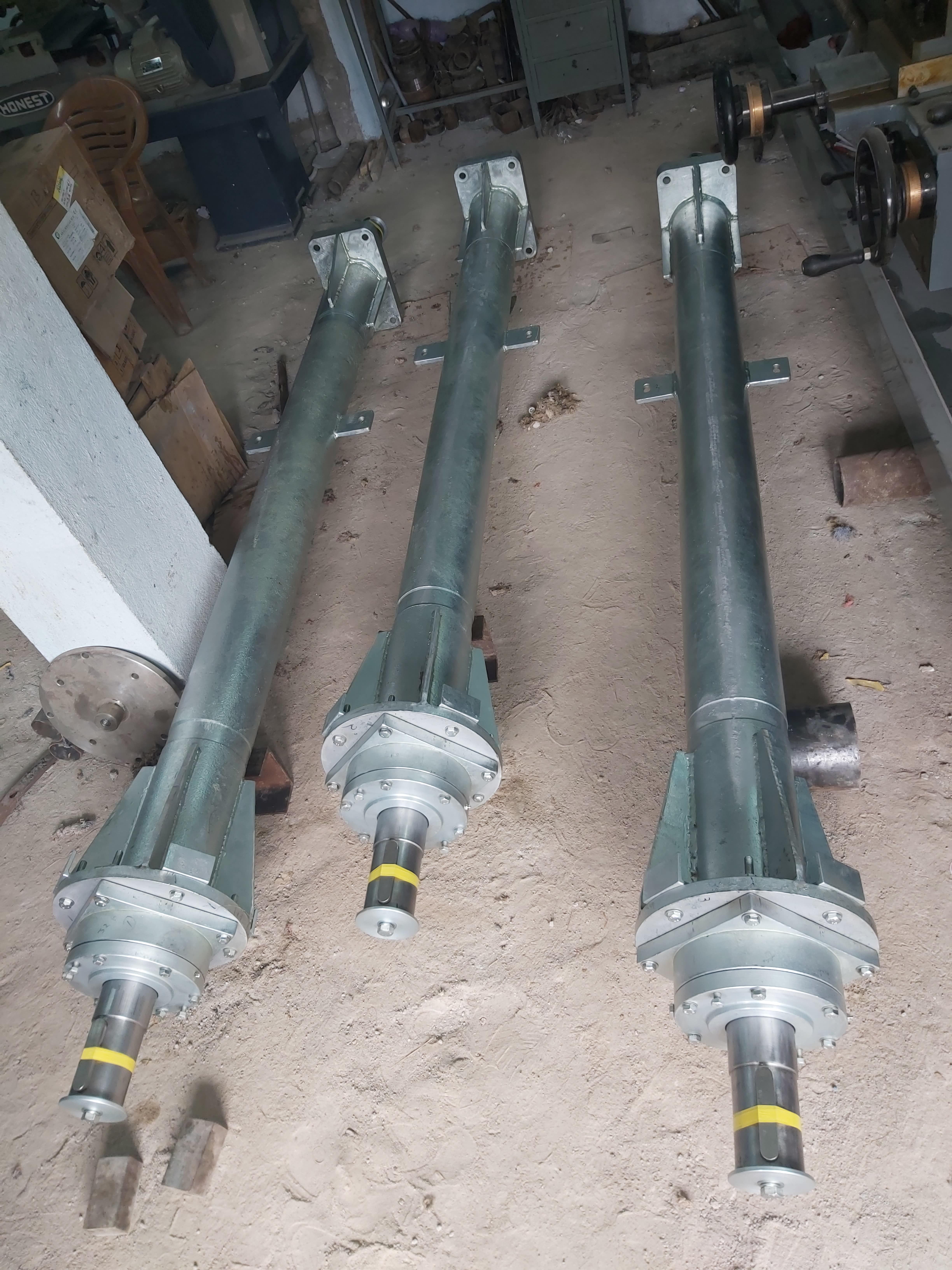 Finished shaft and gearbox assembly in the workshop