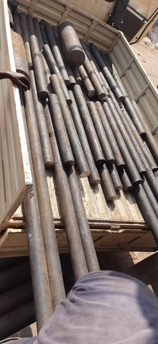Raw steel bar stock received for machining